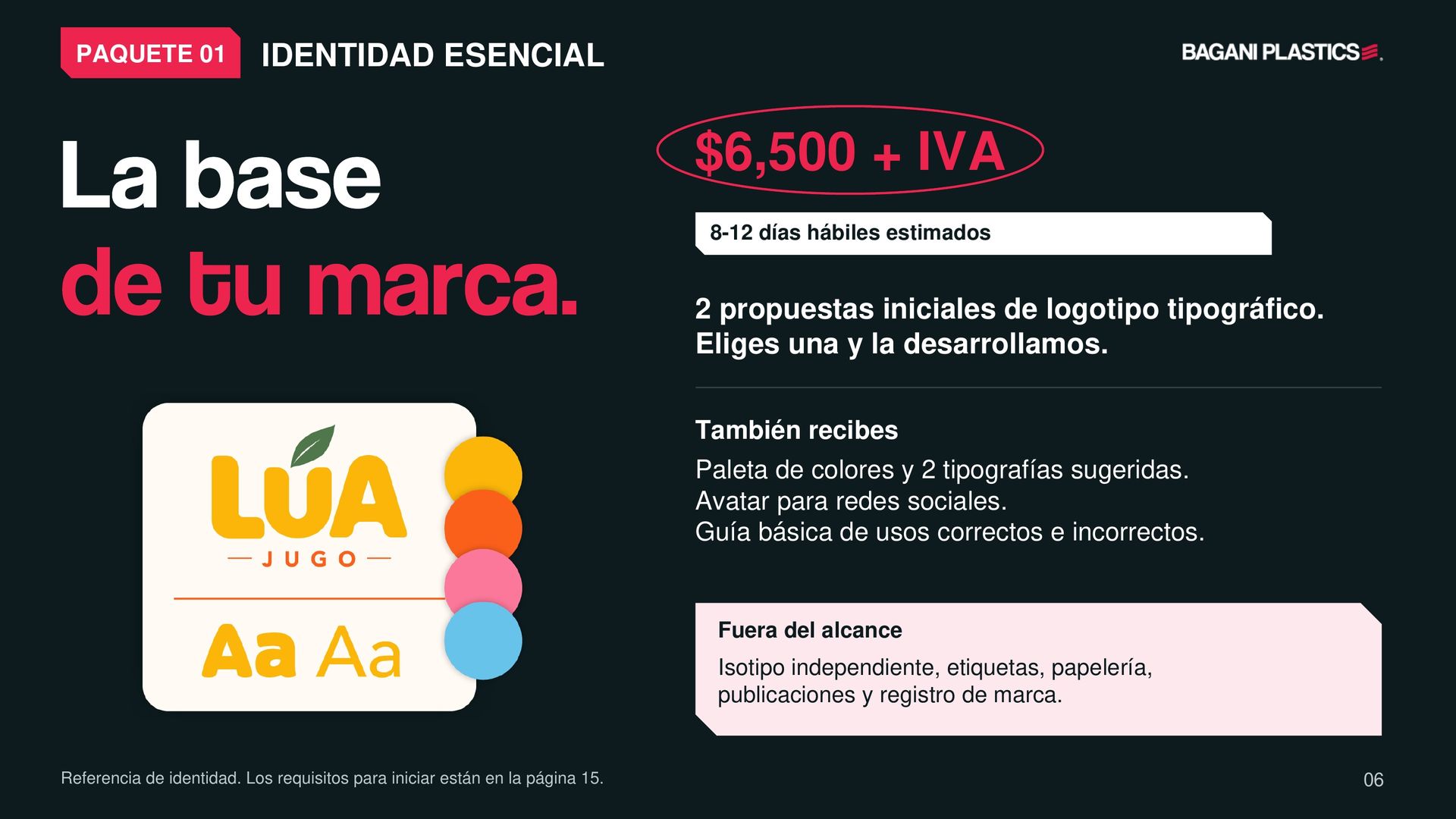 Crea tu marca — página 6 de 18, presentación original de Bagani Plastics