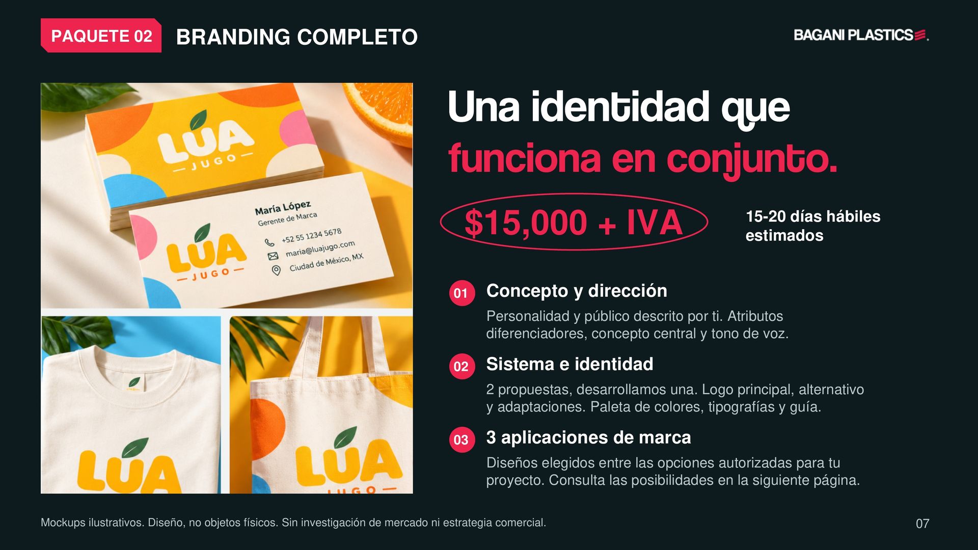 Crea tu marca — página 7 de 18, presentación original de Bagani Plastics