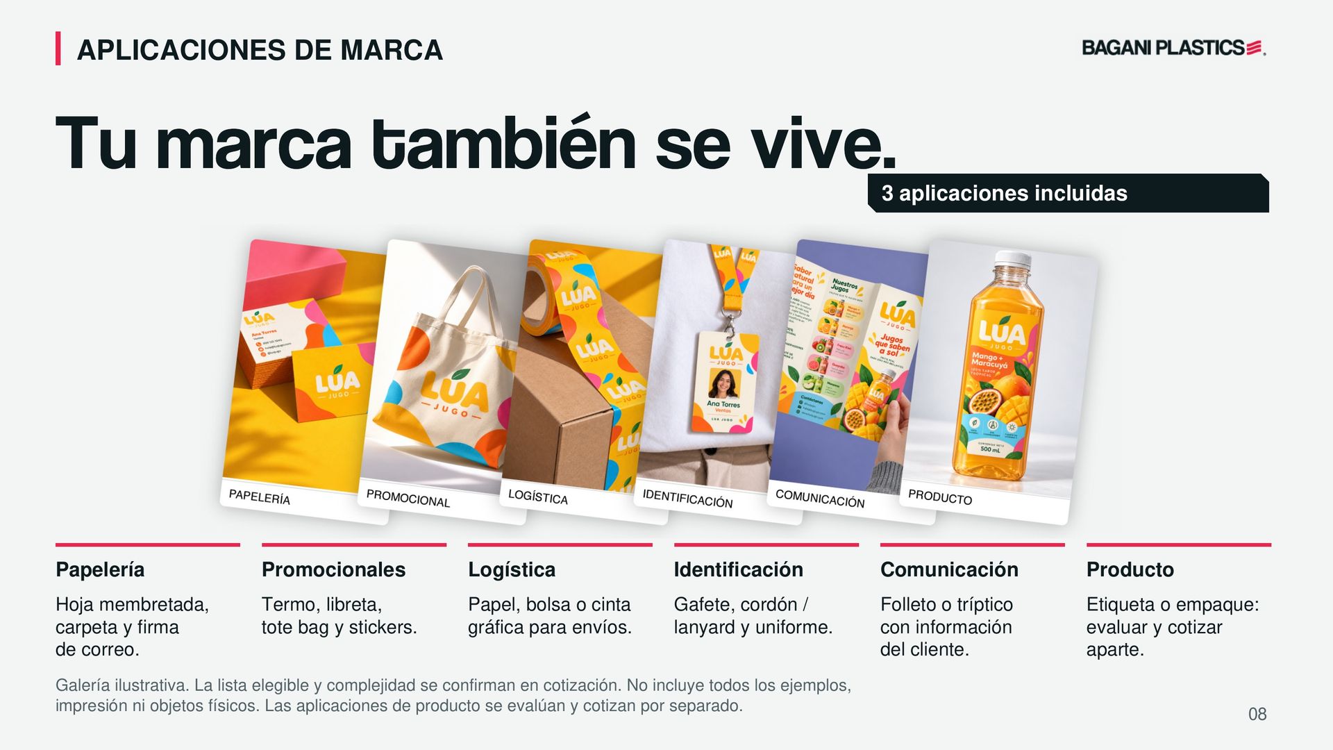 Crea tu marca — página 8 de 18, presentación original de Bagani Plastics
