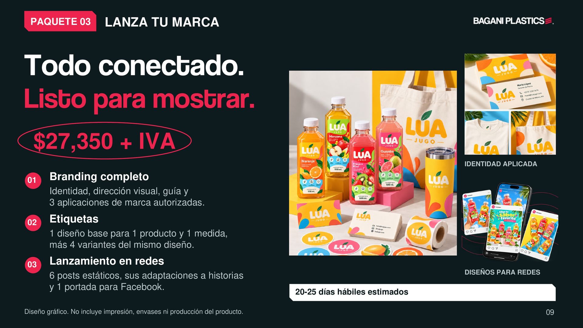 Crea tu marca — página 9 de 18, presentación original de Bagani Plastics