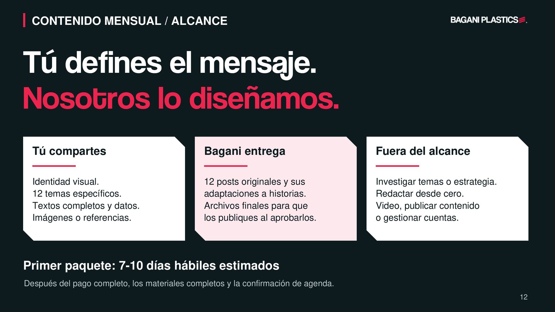 Crea tu marca — página 12 de 18, presentación original de Bagani Plastics