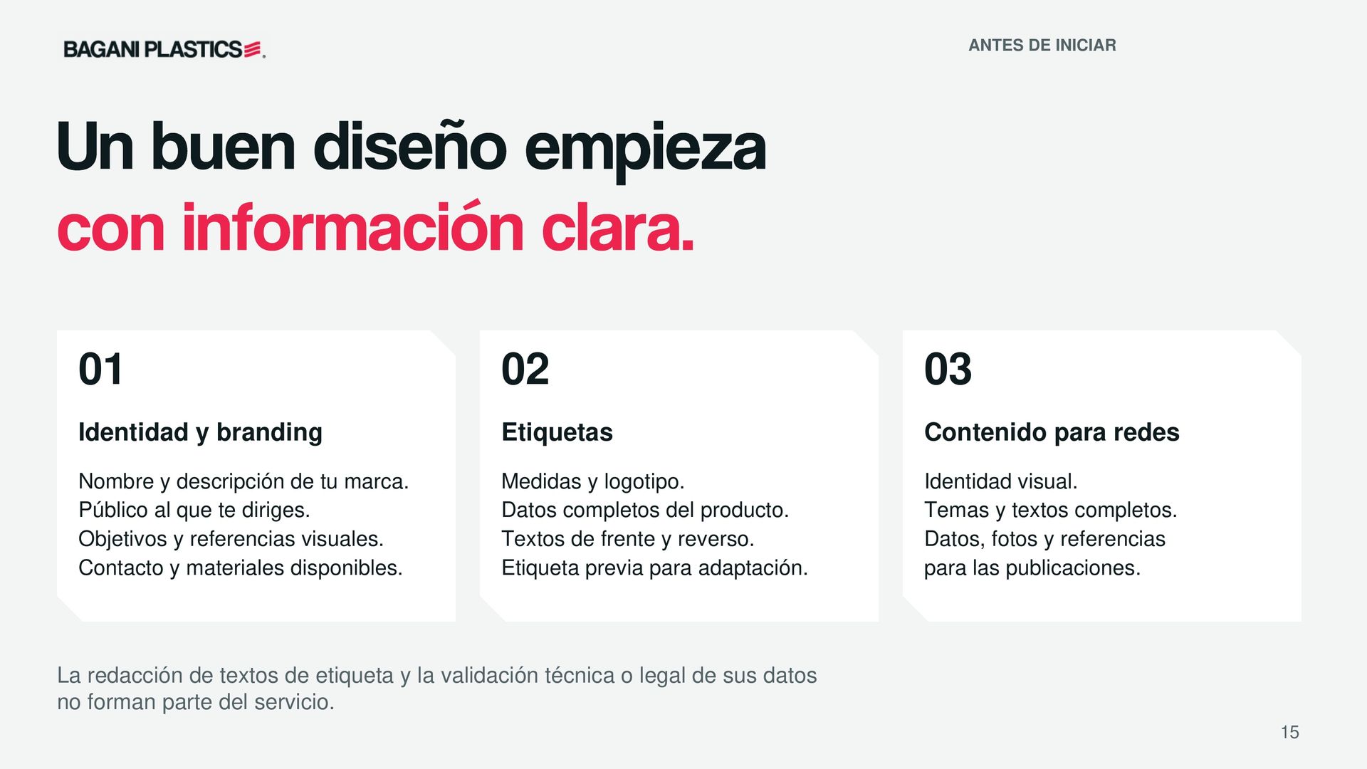Crea tu marca — página 15 de 18, presentación original de Bagani Plastics