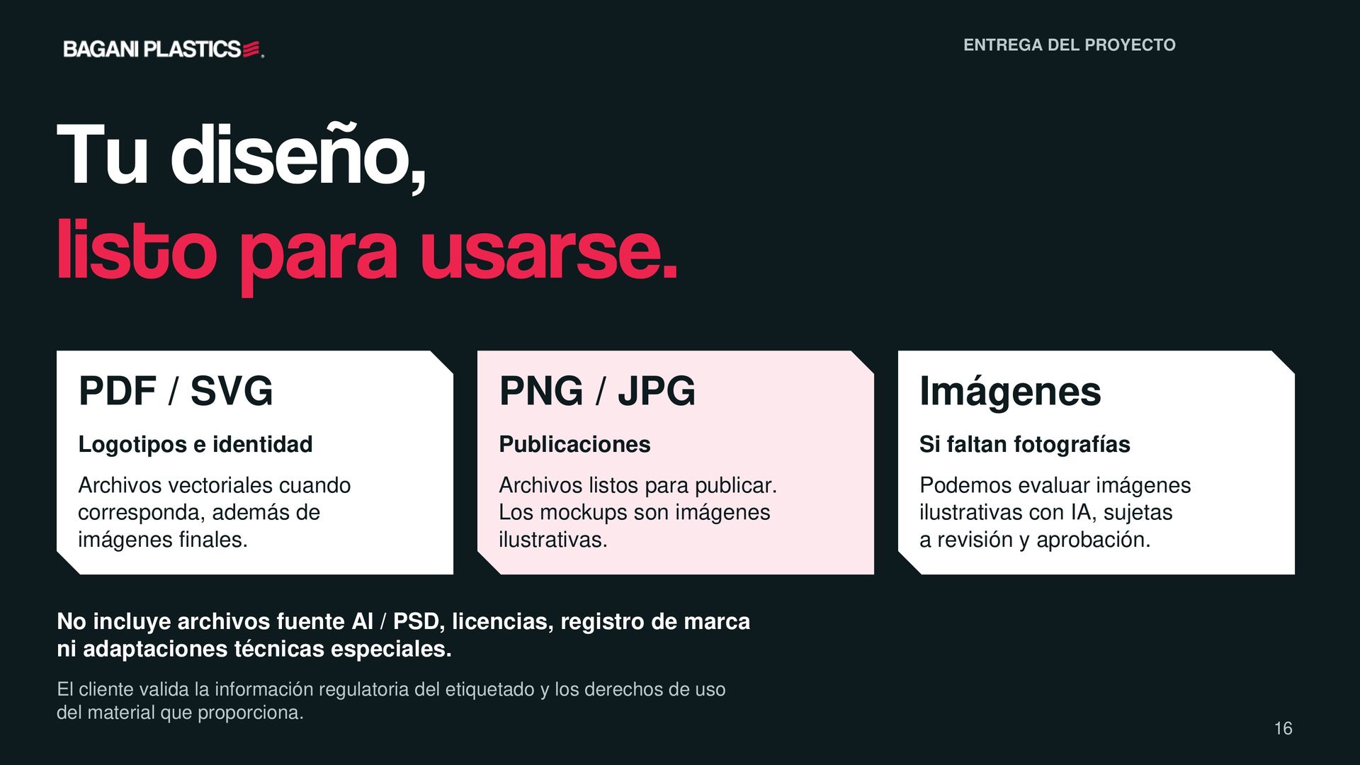 Crea tu marca — página 16 de 18, presentación original de Bagani Plastics