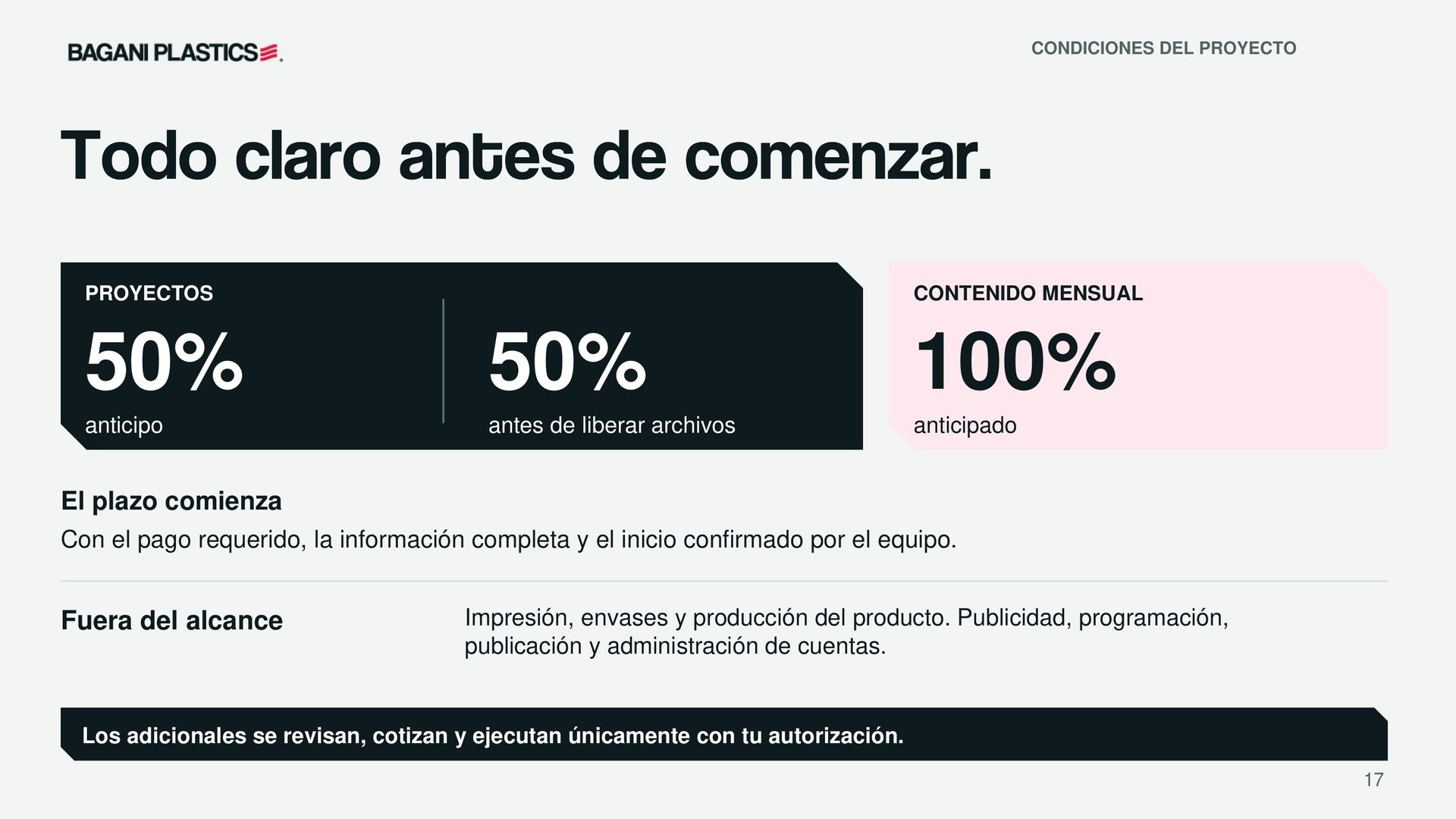 Crea tu marca — página 17 de 18, presentación original de Bagani Plastics
